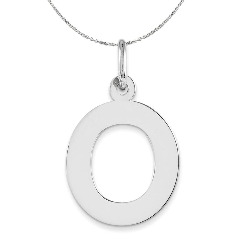 Silver Amanda Collection Medium Block Style Initial O Necklace - 16 In